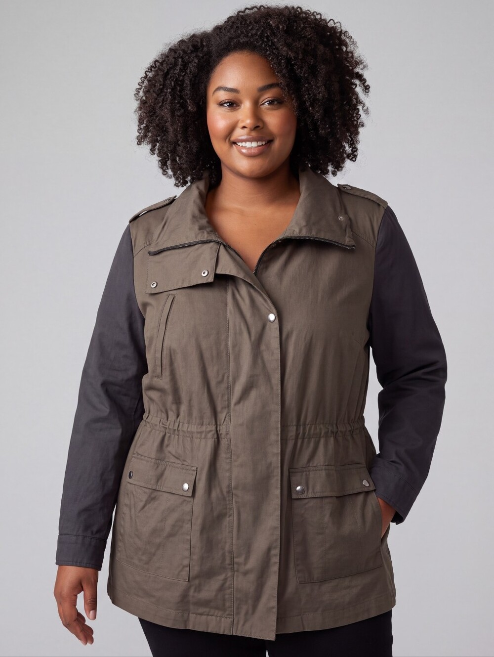 Lane Bryant Olive and Black Utility Jacket